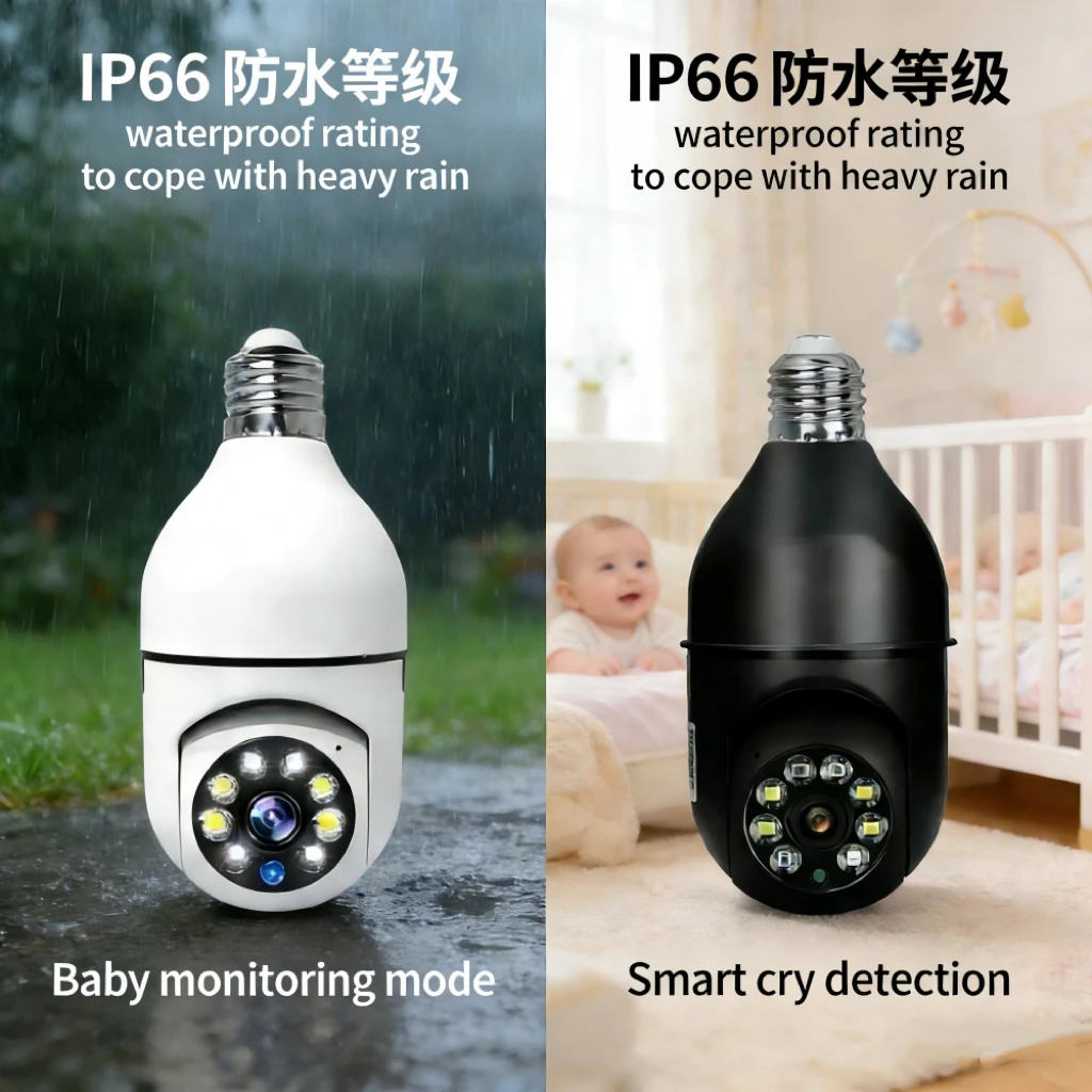 360° HD Night Vision Light Bulb Camera, Wireless WiFi, V360pro APP, Remote Monitoring, Compatible with Xiaomi Huawei Phones 2