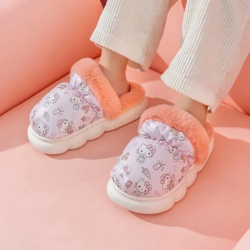 

Hello Kitty Cinnamoroll Waterproof Cotton Slippers Children's Winter Warmth Cute Home Non-Slip Thick-soled Fashion Slippers
