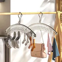 20Pegs Stainless Steel Clothes Drying Hanger Windproof Clothing Rack Clips Sock Laundry Airer Hanger Underwear Socks Holder 1