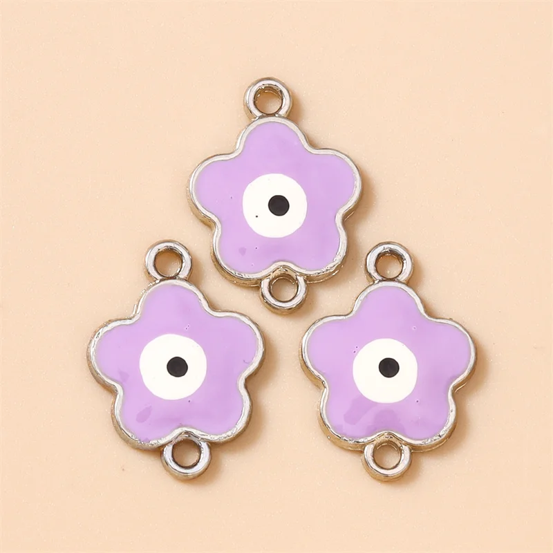 Leslie 10 Stück 14x19mm Emaille Böse Augen Blumen-Anhänger DIY Schmuckherstellung Zubehör Handgemachte Armband- und Halsketten-Elemente – Detail 4