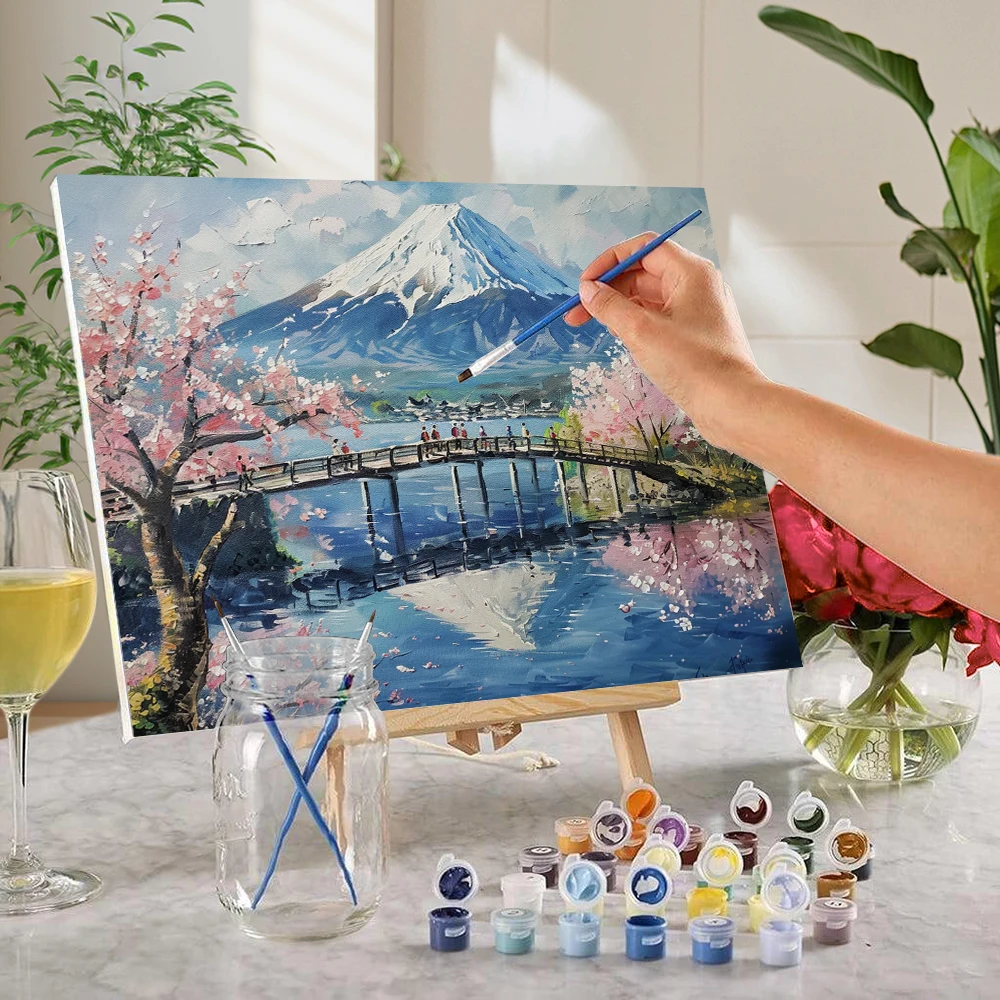 후지 산 DIY 손으로 그린 그래피티 그림, 엄선된 명절 선물, 휴일 레저 창조에 적합, 1 개