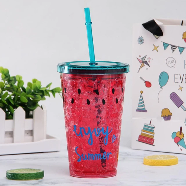 Plastic Cup Lid Straw Tumbler  Iced Coffee Cups Lids Straws - Water Cup  Straw Bottle - Aliexpress