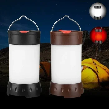 Magnetic Portable White Red Camping Lantern 5 Level Brightness Hanging Tent usb rechargeable Emergency Flashlight+18650 Battery 1