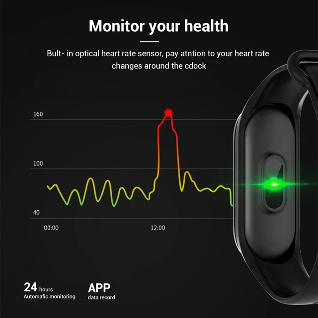 M4 Smart Bracelet Heart Rate Monitoring Blood Pressure Blood Oxygen Information Push Fitness Sports Bluetooth Pedometer Bracelet