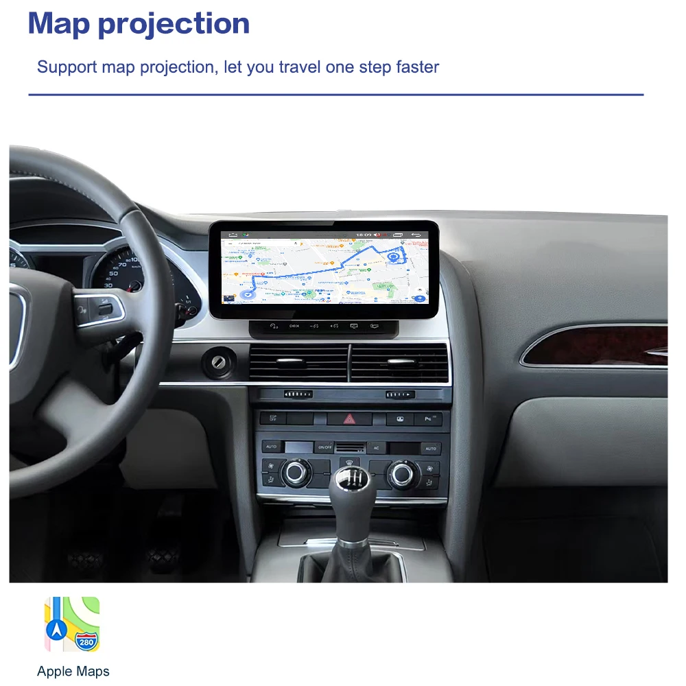 Radio de coche con pantalla digital de 12.3 pulgadas, Android 13, Carplay inalámbrico, GPS, navegador y reproductor, compatible con el sistema estéreo original de Audi A6 C6 2005-2009 3