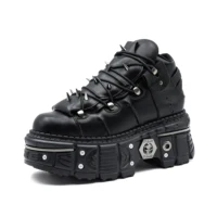 Gothic Ankle Rock Boots 2025 Woman Metal Decor Platform Sneakers New Punk Style Women Shoes Lace-up Shoes - Image 2