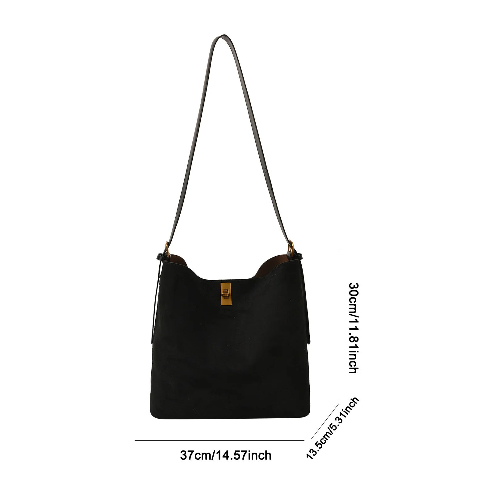 Faux Suede Retro Bucket Shoulder Bag Large Capacity Frosted Crossbody Bag Trendy Underarm Bag Travel Date Work Armpit Bag