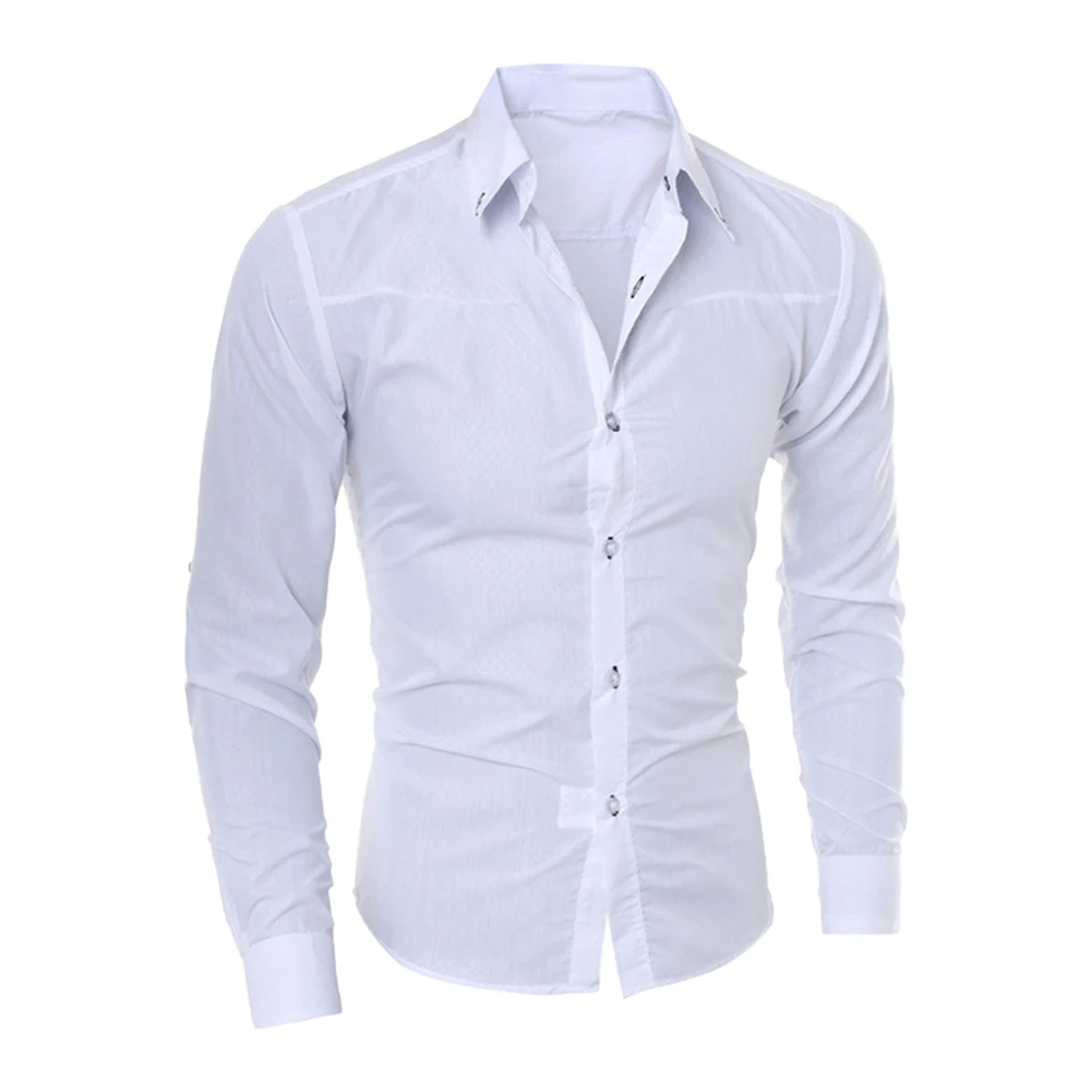

Mens Soft Long Sleeve Lapel Button Down Dress Shirt Business Professional Work Formal Party Slim Shirts Tops Casual Men's Shirts