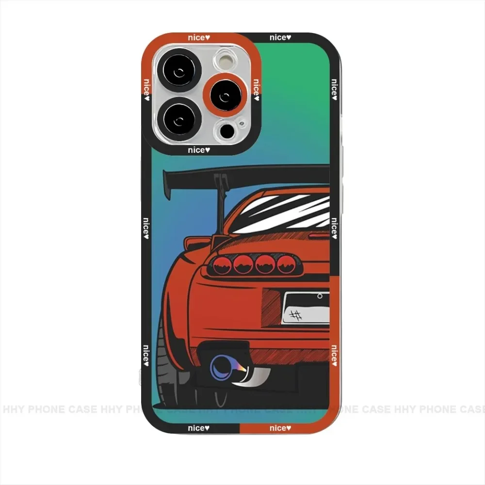 Japan JDM Sports Car Phone Case Anger Eyes For IPhone 13 12 Mini 11 14 15 Pro Max 8 7 Plus Xs X Xr Se 2022 Silicone Cover Funda