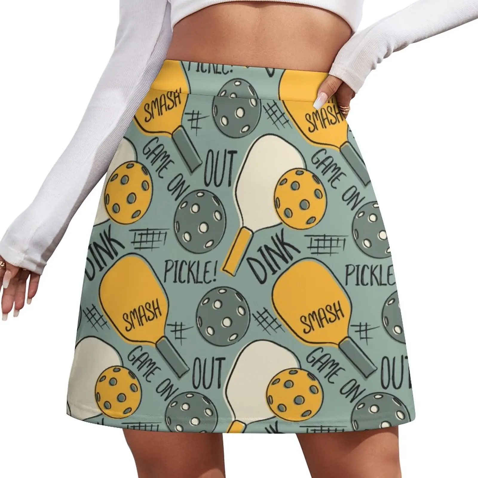 Pickleball Pattern Graphic Illustration Green and Gold Mini Skirt elegant party dresses for women 2023 korean skirt