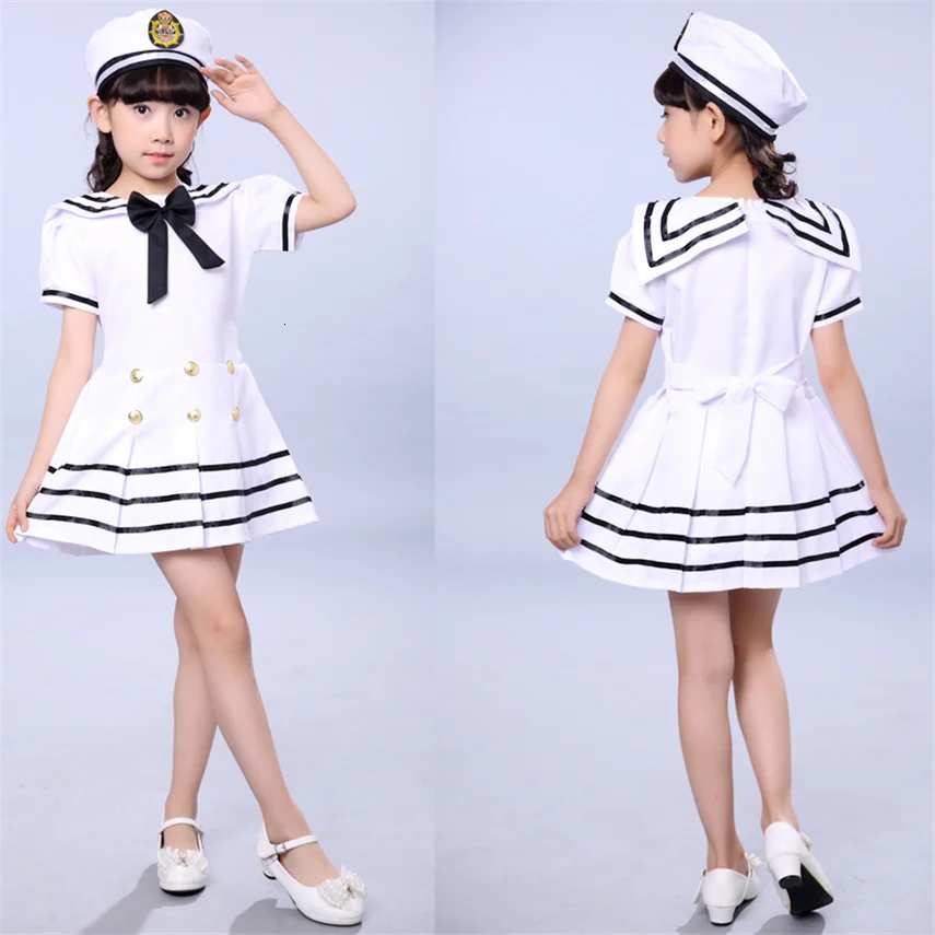 Sailor Uniform Summer Kids Costume Chorus Girl Boy Navy Halloween Cosplay Carnival Party Army Suit Anime School Stage Wear Dance