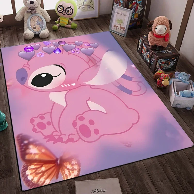 thumbnail image 1 of Alfombra de Disney con figura de Anime Stitch, alfombra estampada para sala de estar y dormitorio, felpudo creativo de dibujos animados para dormitorio de niños, sofá, alfombras para el suelo, 1 of 5