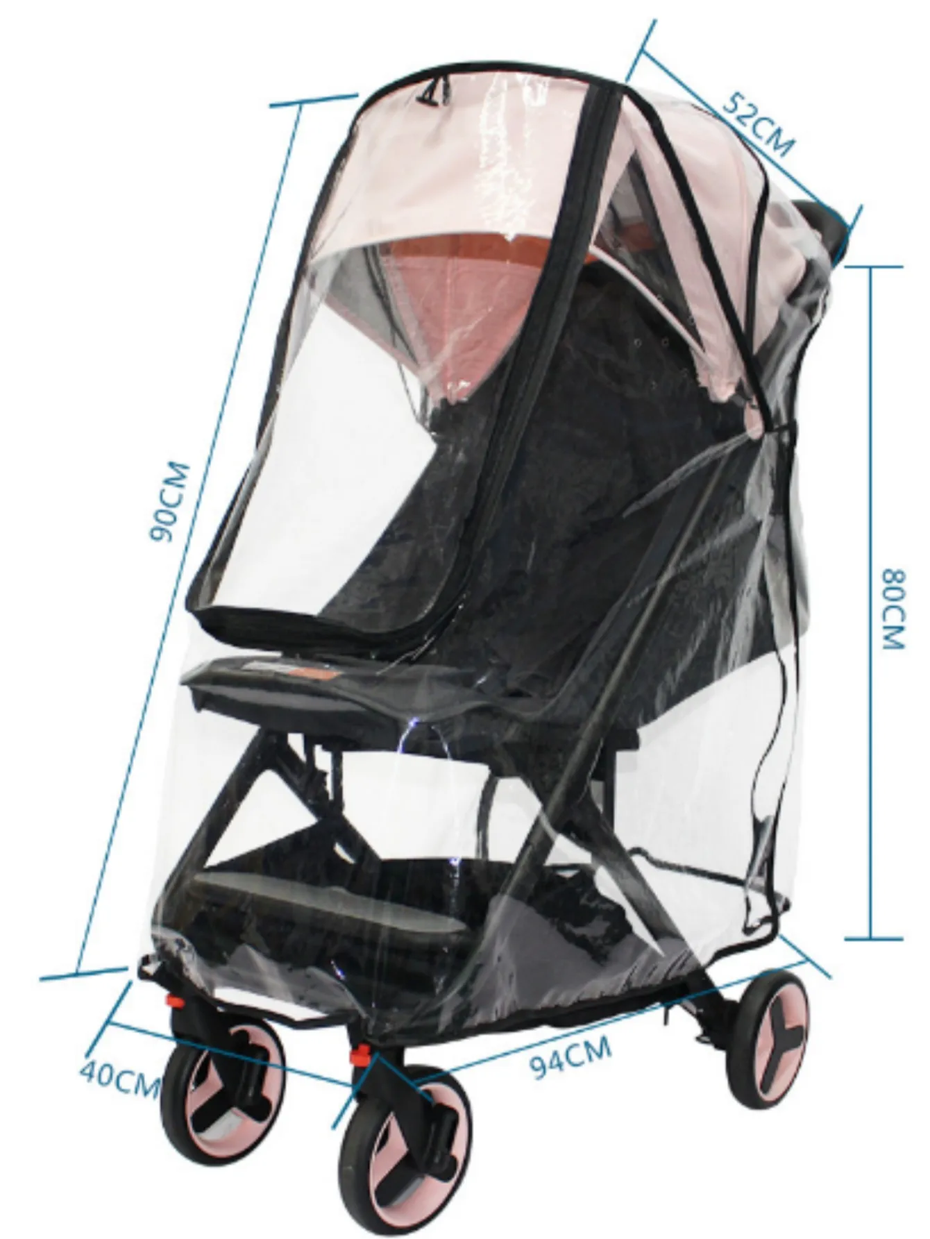Universal baby stroller plastic rain cover and windproof rain cover, lightweight waterproof and weatherproof transparent umbrella, stroller accessories, stroller rain cover