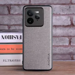 Textile Leather Hard Material Phone Case Cover for Realme 15X 5G (Light Grey)