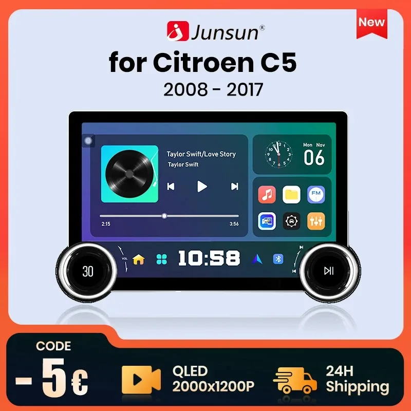 

Junsun X8 11.5“ 2K 2000*1200 QLED Wireless CarPlay Android Auto Car Radio for Citroen C5 2008-2017 Multimedia autoradio