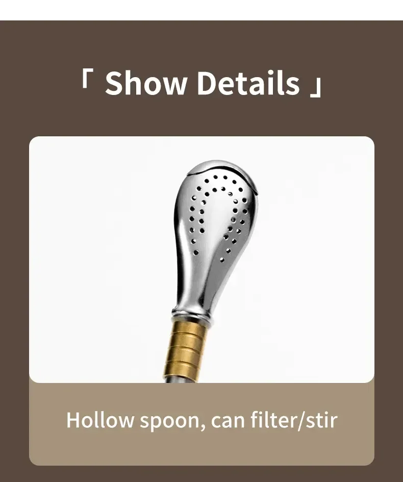 Description Picture 6 of itemDrinking Straw Yerba Mate Tea Spoon Drinkware Stainless Steel Reusable Straws Metal Washable Tea Filter Cocktail Drinkware Bar