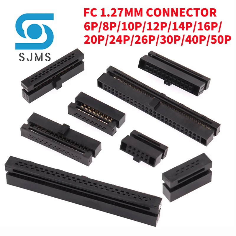 IDC 소켓 커넥터, 0.635mm 플랫 리본 케이블 와이어, 10P, 1.27mm 피치, FC-6, 8, 1012, 14, 16, 20, 30, 40..