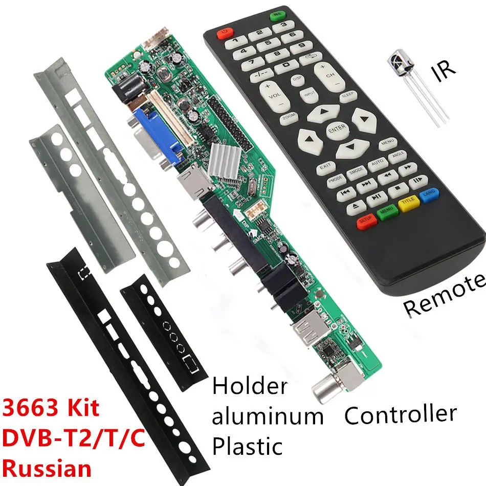 

Новинка 3663, цифровая фотография, DVB-T/T2, универсальная плата драйвера контроллера ЖК-телевизора, железная пластиковая перегородка, подставка 3463A, русский язык