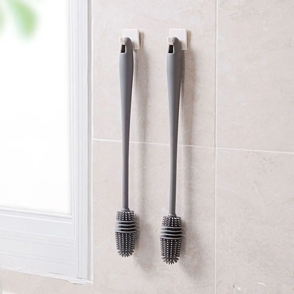 Useful Silicone Food Grade Cleaning Brush Long Handle Scrubber Cleaning Tool Milk Bottle Brush Glass Cleaner Cup Scrubber