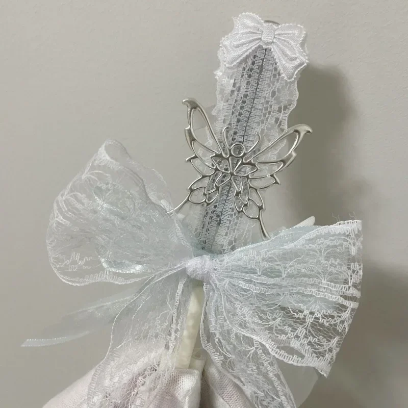 1 Piece Lace Letter Opener Creative Design Sweet Bow Wings Box Opener Portable Utility Knife Student Supplies utility knife mail opener pocket folding knife craft cutting knife