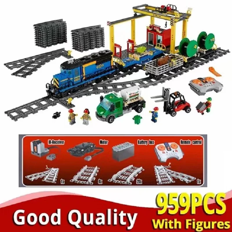 

Building Block Heavy-Haul Train Brick city Toy for Children Girl boy 60098 02009 02008 60052 Cargo Train Birthday Christmas gift