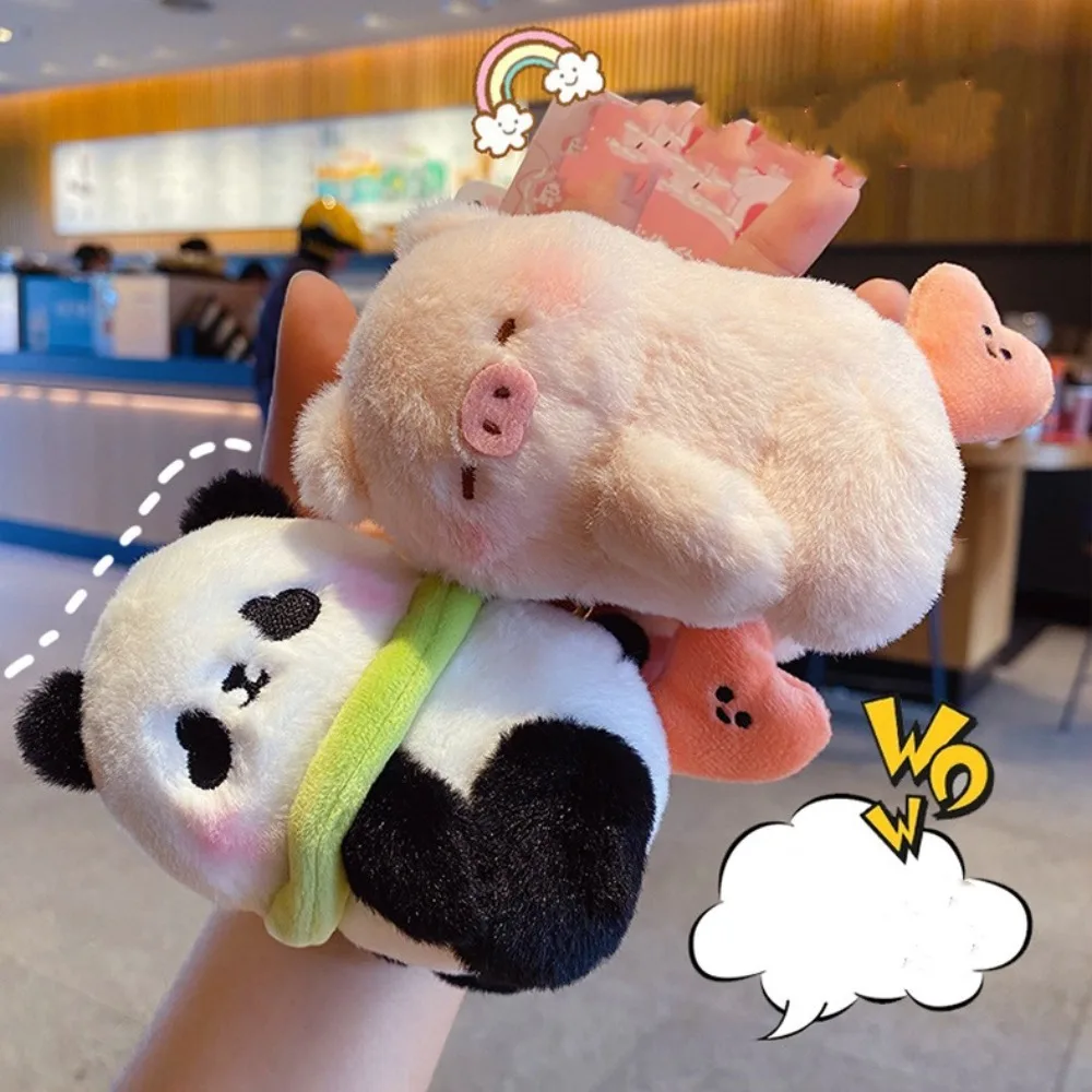시뮬레이션 봉제 팬더 인형 키 체인, 귀여운 크리에이티브 러브 키 체인, 패키지 펜던트, 멘탈 비핑 봉제 가방 액세서리