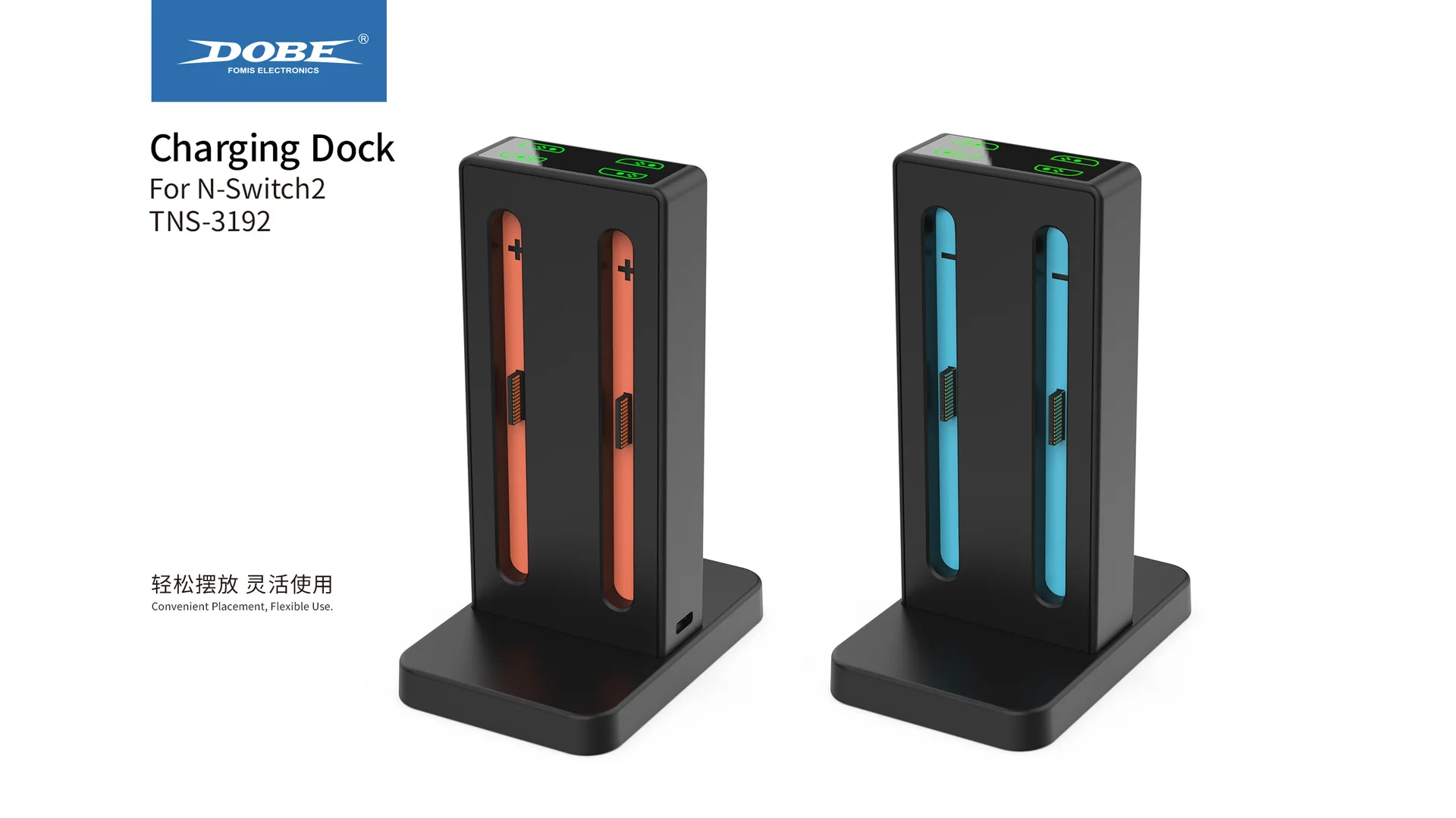 TNS-3192B Magnetic Charging Stand for N-S SWITCH 2 Joy-Con with 4-Port.Charging Dock with LED Indicators & Portable Design