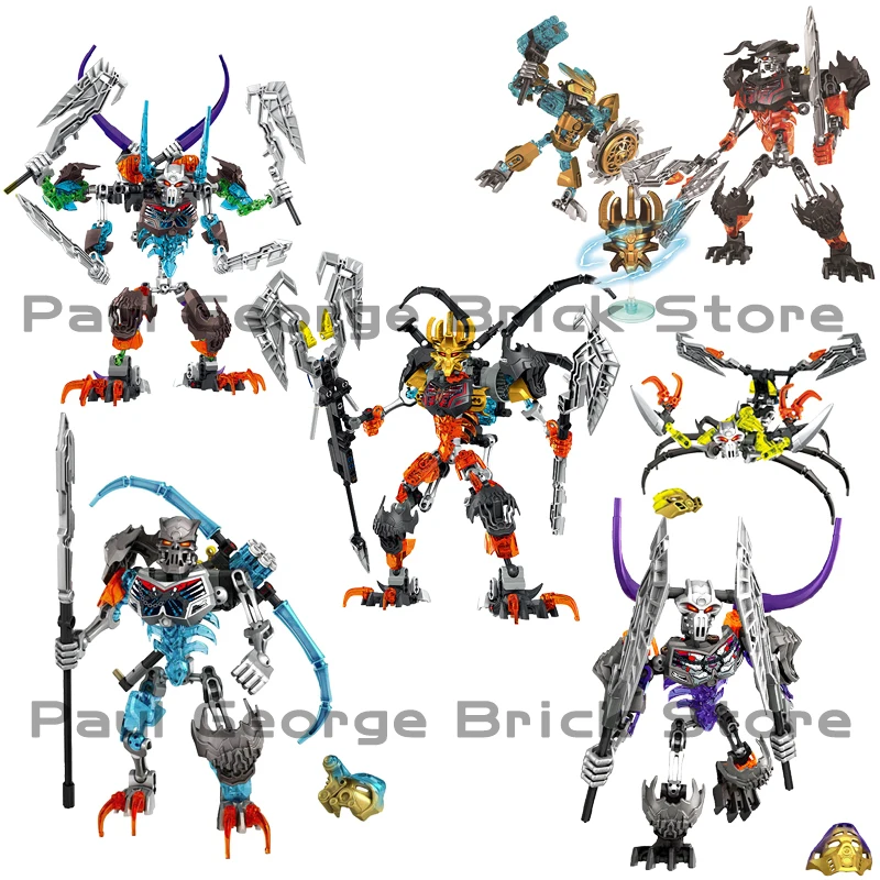 Bionicle Serie Totenkopf-Krieger Maskenbauer Bausteine Anime Actionfiguren Soldat Krieger Bausteine Spielzeug für Jungen Kinder Geschenke