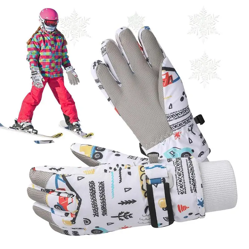 Ski Gloves For Kids Anti-Slip Insulated Winter Gloves Padded Warm Winter Gear Waterproof Thickened Gloved Padded For Skiing 5