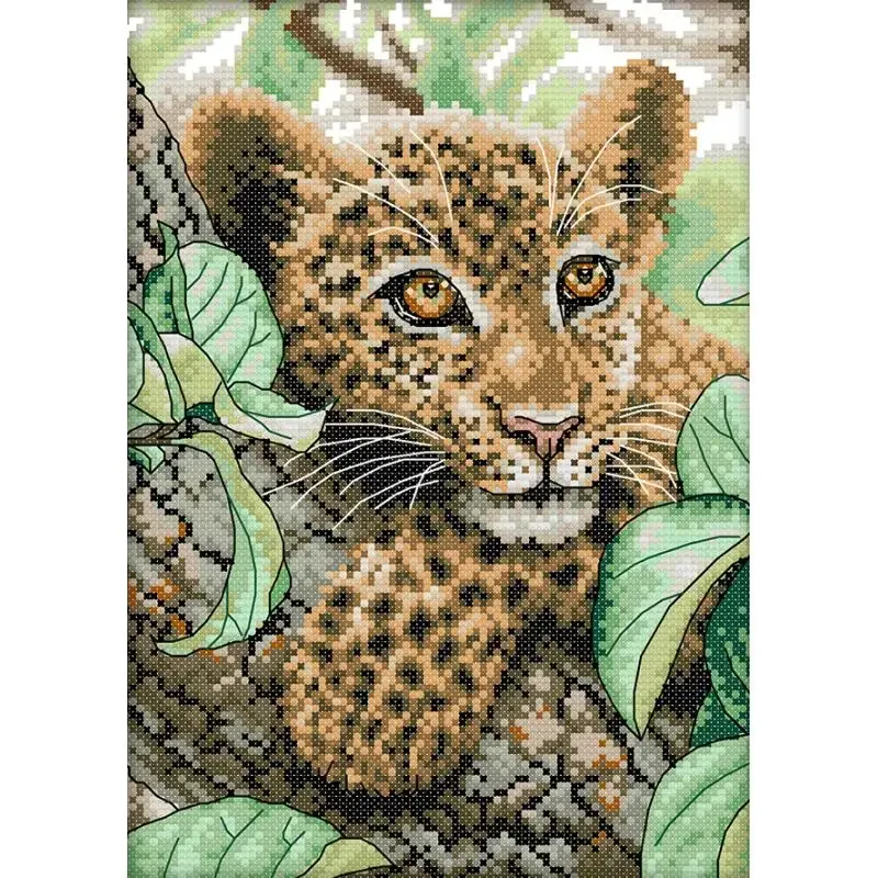 Leopard Pattern Cross Stitch Kit - DIY Handmade Needlework Set