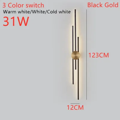 Surface Mount minimalist Luxurious Black Gold LED Wall Light 220V 12W~31W 50~123CM Nordic style Indoor Coppe Wall Lamps Sconce wall mounted lamp Wall Lamps