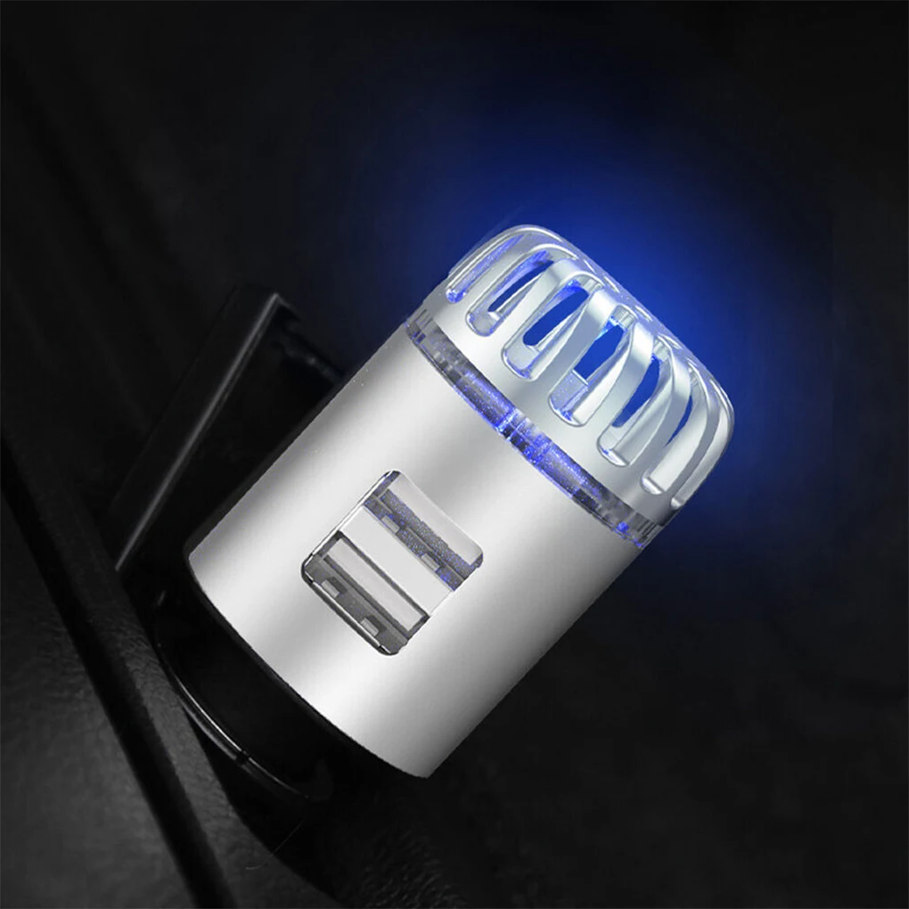 

Серебряный автомобильный очиститель воздуха, очиститель кислорода для автомобиля, автомобильный очиститель воздуха с двойным USB, освежающий ионный очиститель воздуха