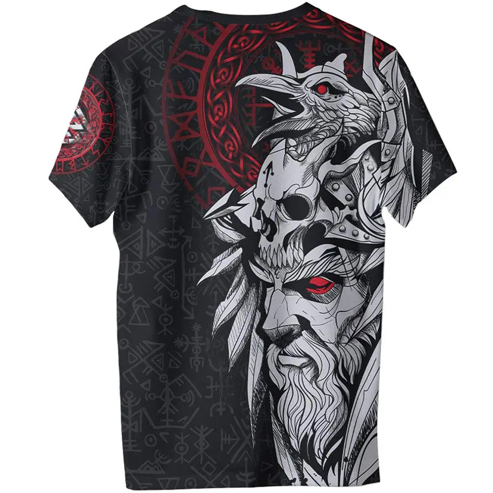 

Men's Fashionable T-shirt 3D Tattoo Printed Viking Compass Talisman Short Sleeved Cool spring/summer Beach Youth Street Wear