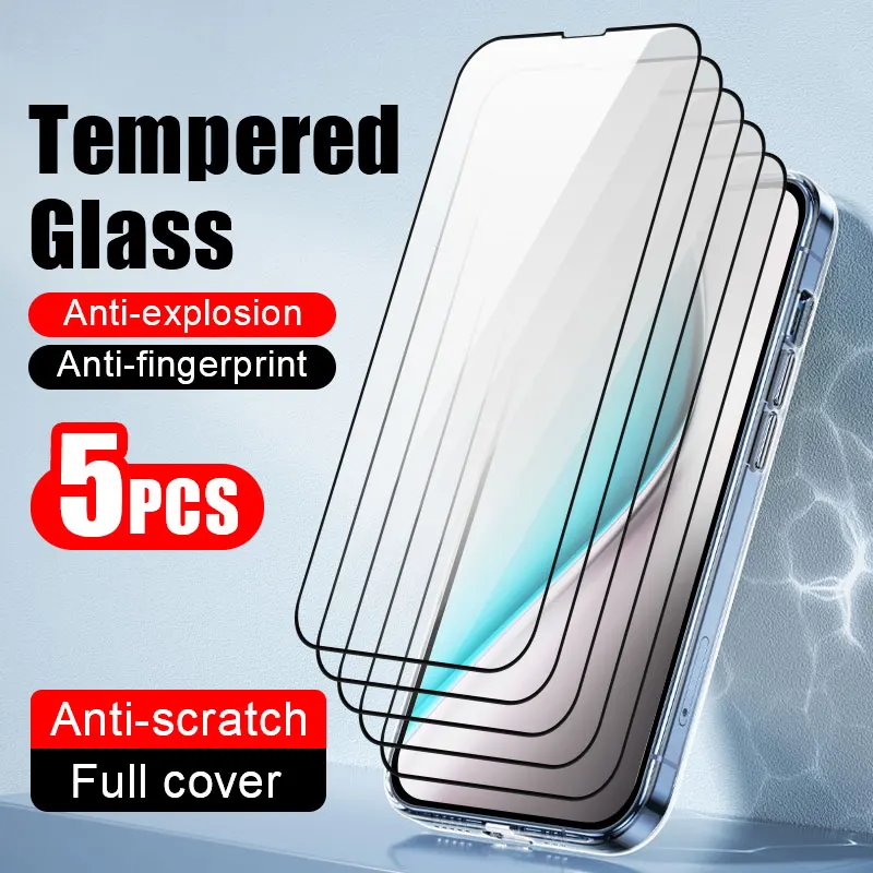

5Pcs protective film for iphone 15 Plus 14 13 Pro Max 12 Mini 11 X XR XS tempered glass phone screen protectors Glass smartphone