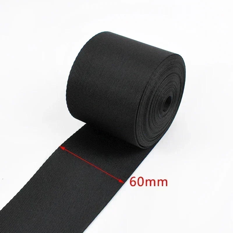Durable Black Nylon Webbing Strap - Versatile 10m x 10-100mm Roll for DIY Projects & Accessories