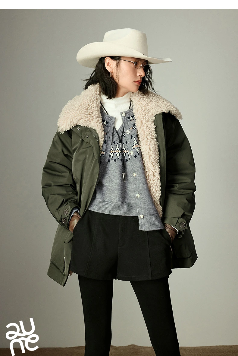 TOYOUTH Women's Down Jacket 2025 Winter New 90% Down Teddy Fleece Jacket Retro Barn Style Warm Outerwear
