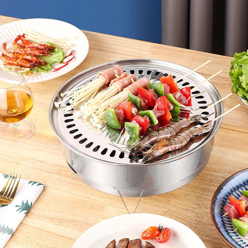 Round Charcoals BBQ Stove Stainless Steel Barbecue Grills Portable