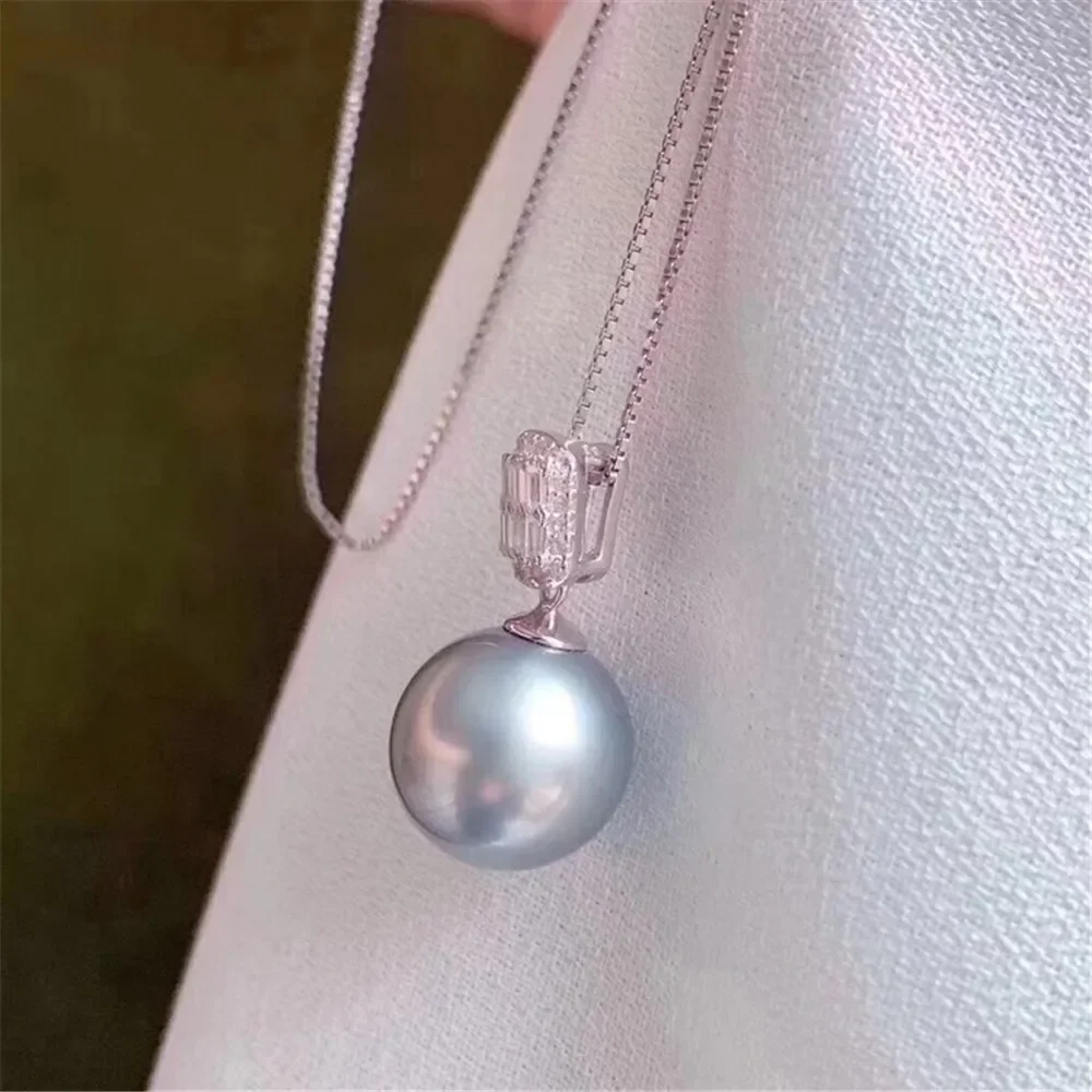 여성용 빈 지지대 진주 옥 펜던트, DIY 진주 액세서리, S925 순수 실버, 패션 스타일, 8-13mm 라운드 비즈 핏