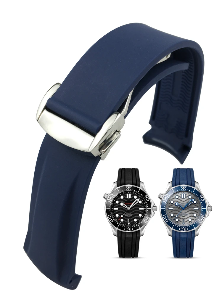 Interfaccia Arc 20 22Mm Cinturino In Gomma Siliconica Fluorurata Per Omega New Haima 300 Super Master Seiko Hamilton Accessori