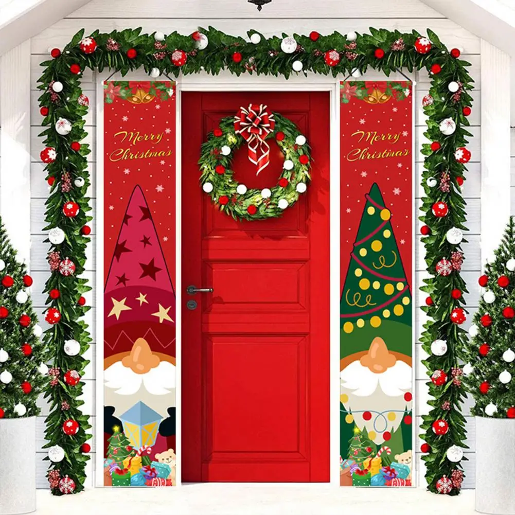 

Strong Material Christmas Couplet Festive Christmas Door Banners Reusable Dwarf Cartoon Patterned Couplet Decorations for Home