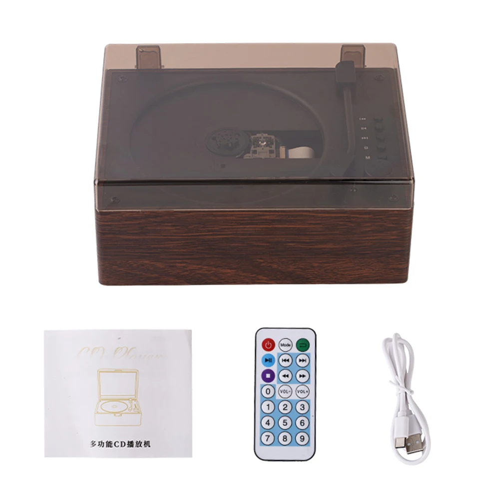 Retro CD Player 2000mAh Rechargeable Bluetooth-Compatible 5.0 Wireless Speaker Home Stereo Music Players Support CD BT 3.5mm AUX