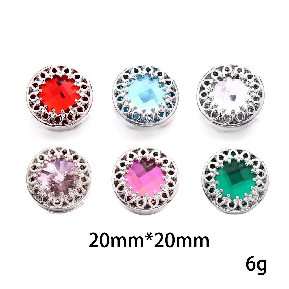 20pcs Hollow Box Crystal Flower 18mm Snap Button Fit Snap Bracelet Jewelry Snaps Buttons