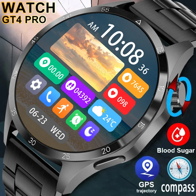 

For Huawei GT4 Pro Smart Watch Men NFC GPS Tracker 360*360 HD Screen Blood Sugar SmartWatch 2023 New Bluetooth Call Watch 4 Pro