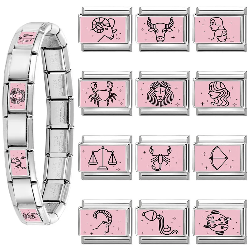 Pink 12 Constellations Jewelry Fit Women