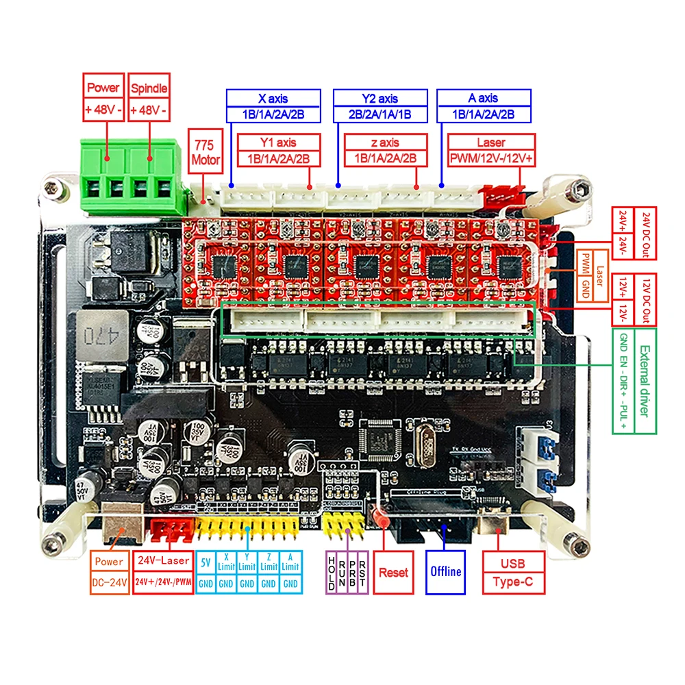 GRBL1.1 USB Port 3 Axis 4 axis Control Board 8825 Driver CNC