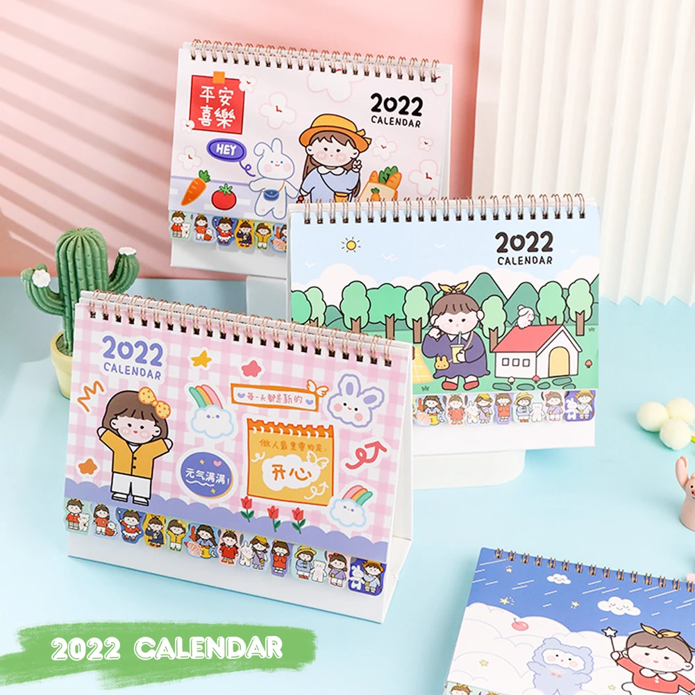 22 Korean Desktop Calendar Planner Cute Cartoon Kawaii Notebook Desktop Creative Notepad Girls Heart Perpetual Calender 22 Calendar Aliexpress
