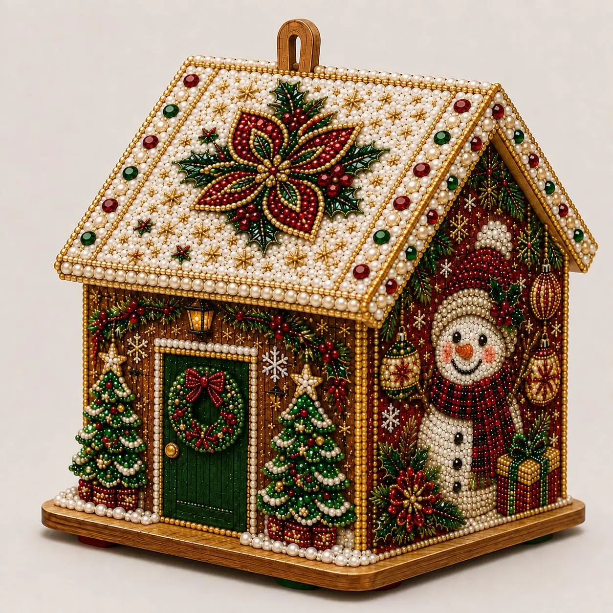 DIY Pearl Art Christmas House Diamond Painting Kit Gingerbread House Shape Xmas Hanging Ornament Set for Home Holiday Decor Gift