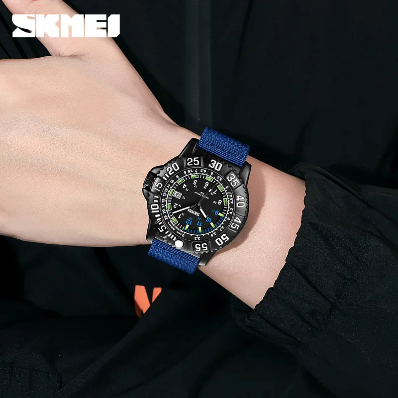 SKMEI Fashion Sport Man Watch Nylon Strap Luminous Date Clock  Quartz Men's Waterproof Wristwatches Military Male Clock Reloj