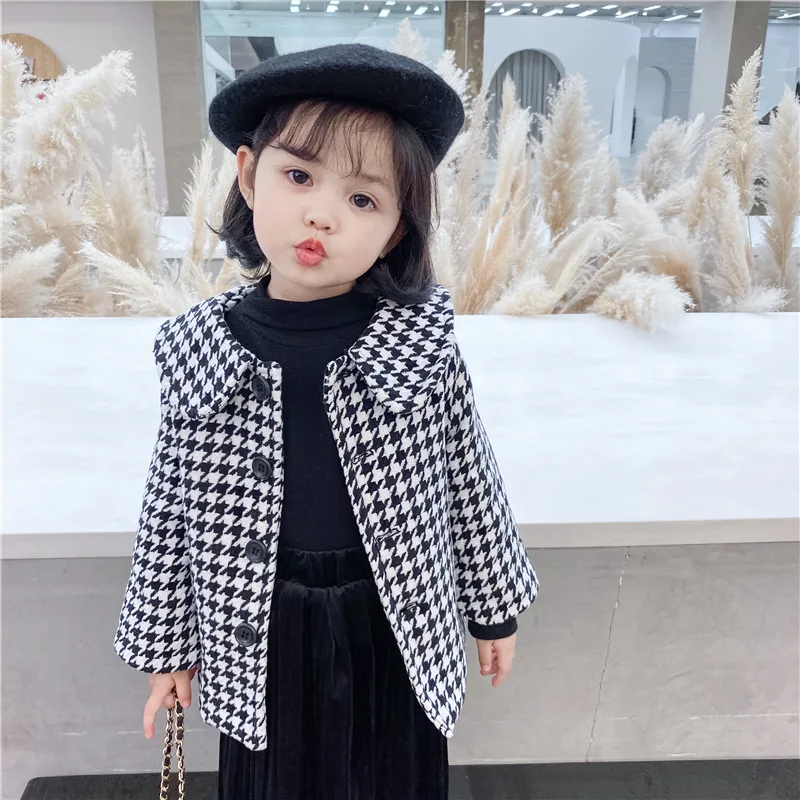 2024 용수철 가을 어린이 코트, 긴 천 새 추가 세트, 트렌치 코트, 2024 느슨한 트위드 코트