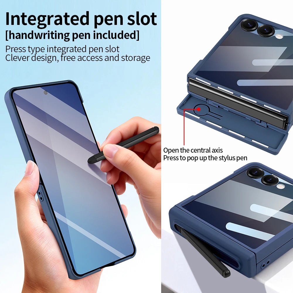 Striped Design Phone Case with Pen & Integrated Film Protection